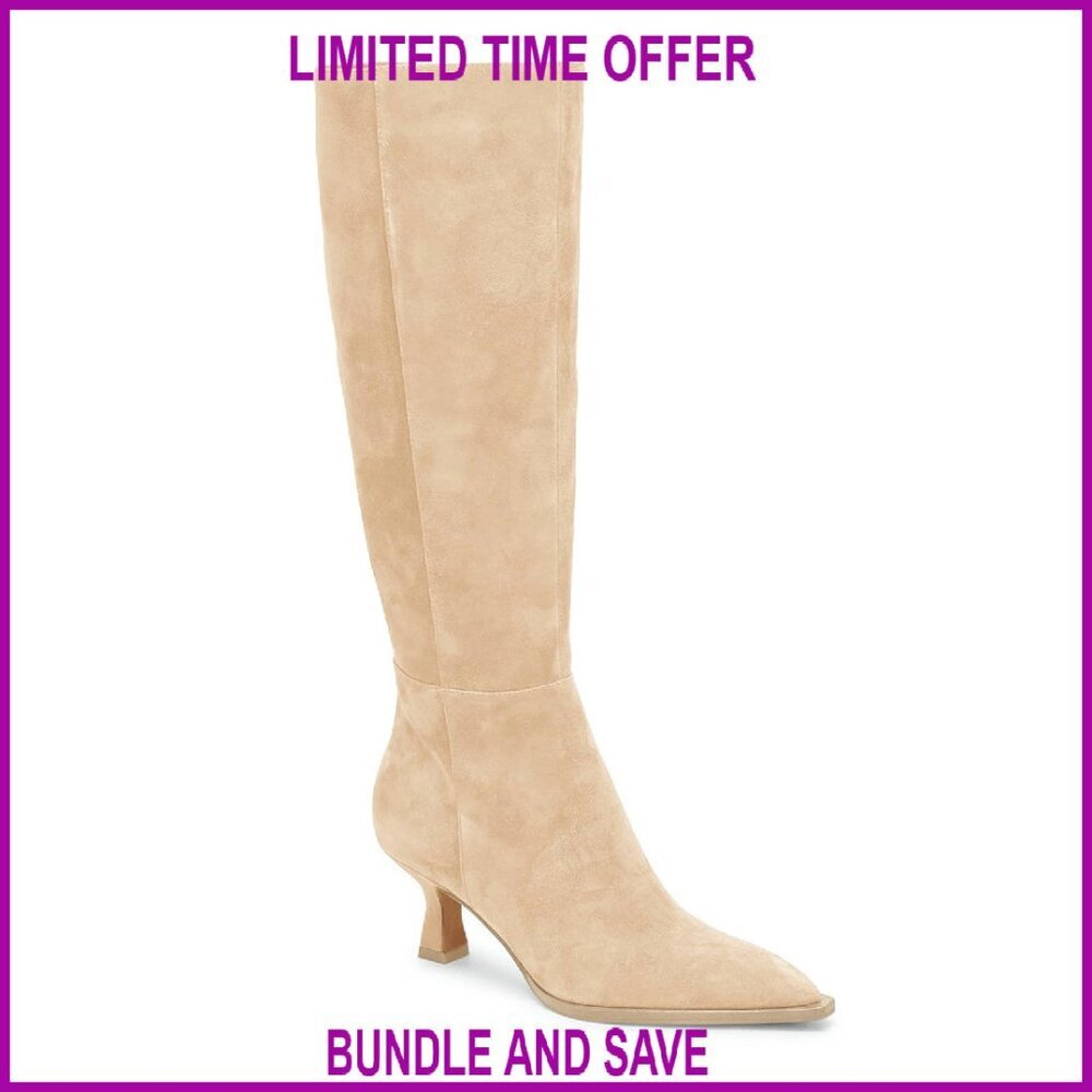 Women's Knee High Boots Kitten Heel Pointed Toe Side Zipper Winter Dress Shoes